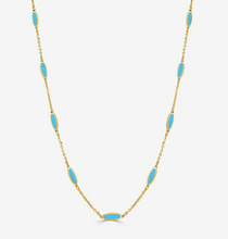 Load image into Gallery viewer, 14k Yellow Gold Marquise Inlay Gemstone Station Necklaces
