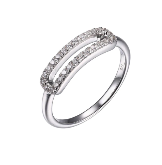 Sterling Silver CZ Paperclip Ring (SI5201, SI5202, SI5204)