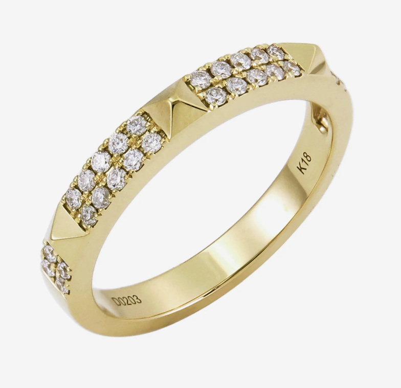 18k Gold Pave Diamond Studded Stacker Ring