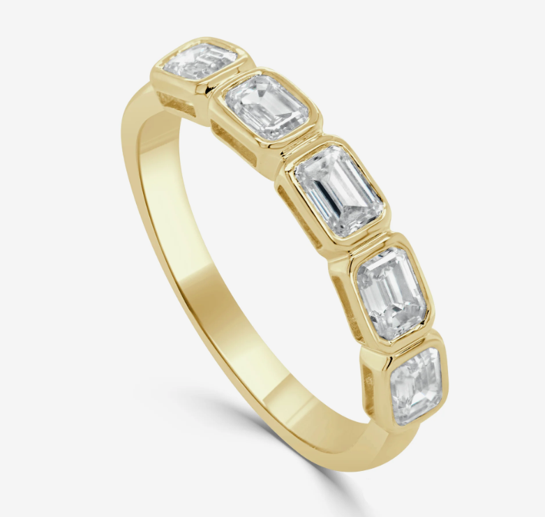 14k Yellow Gold Emerald Cut Diamond Half-Eternity Ring (I9775)