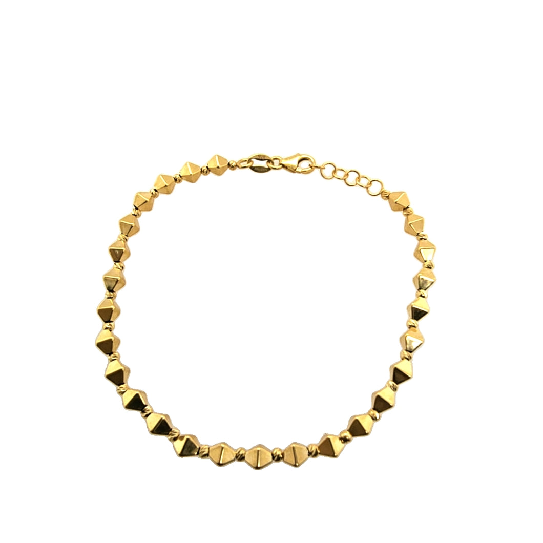 14k Yellow Gold Faceted Pyramid Bracelet (I9038)