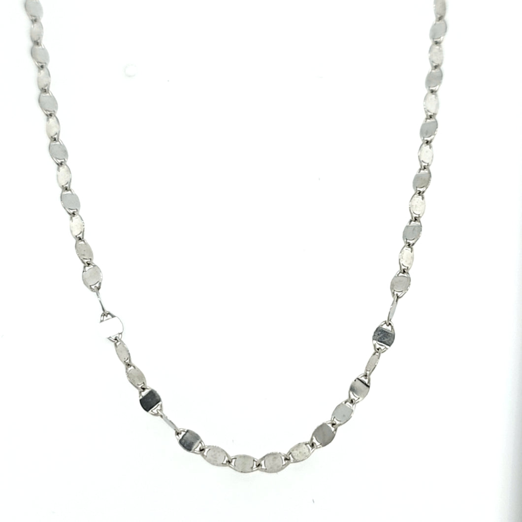 Sterling Silver Flat Link Chain Necklace (I7834)