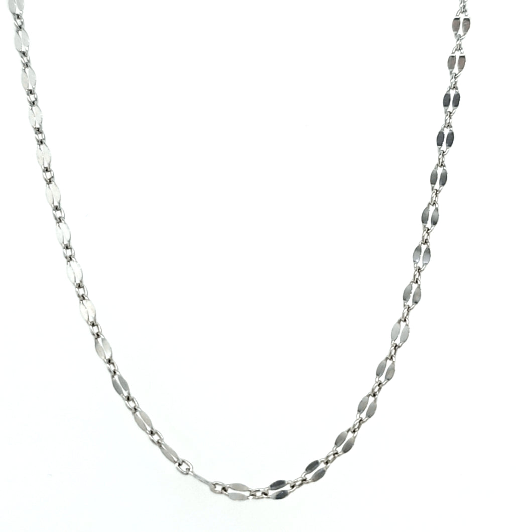 Sterling Silver Small Flat Link Chain Necklace (I7835)