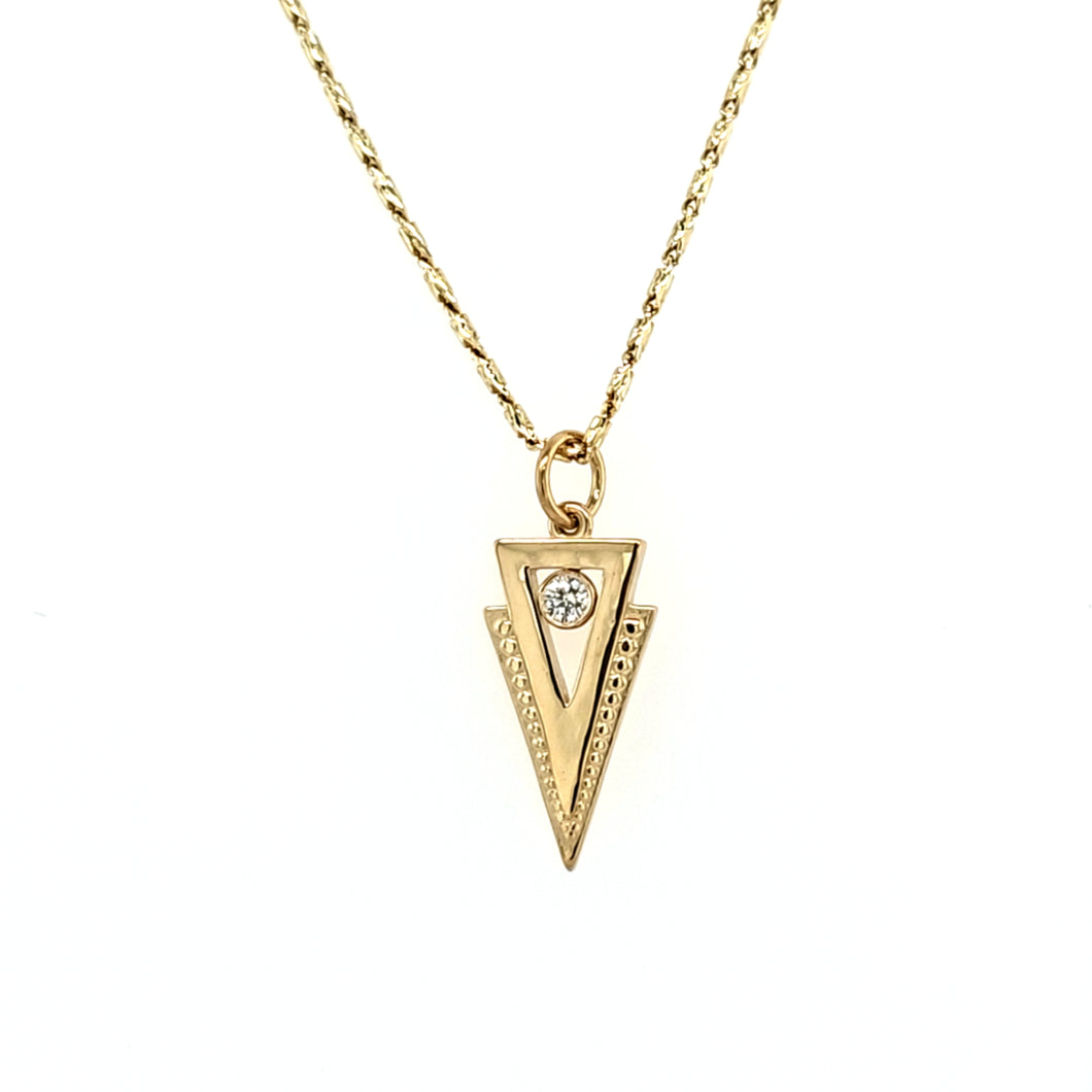 Susan's One-of-a-Kind 14k Yellow Gold Diamond Bezel Triangle Pendant (I9146)