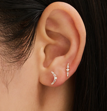 Load image into Gallery viewer, SBJ Earscapes - 14k Yellow Gold Crescent Moon White Sapphire Stud *Single* Earring (I9957)
