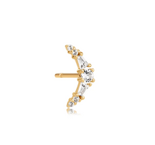 Load image into Gallery viewer, SBJ Earscapes - 14k Yellow Gold Crescent Moon White Sapphire Stud *Single* Earring (I9957)
