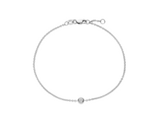 Load image into Gallery viewer, 14k Gold Petite Bezel Set Diamond Chain Bracelet
