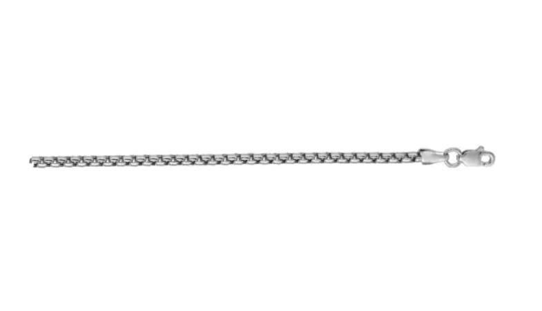 14k White Gold Solid Round Box Chain