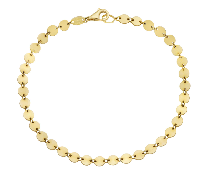 14k Yellow Gold 3mm Disc Bracelet (I7777)