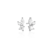 Load image into Gallery viewer, Sif Jakobs Rhodium or 18k Yellow Gold Plated Adria Tre Piccolo CZ Pearl Stud Earrings
