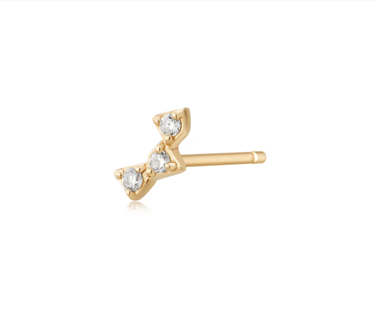 14k Yellow Gold Scattered Lab Grown Diamond Petite *Single* Stud Earrings (I9111)