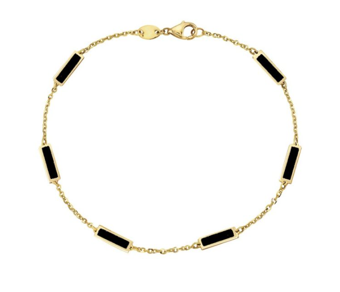 14k Yellow Gold Onyx Rectangle Bracelet (I7779)