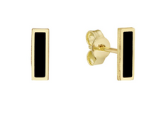 Load image into Gallery viewer, 14k Yellow Gold  Rectangle Onyx Stud Earrings (I7775)
