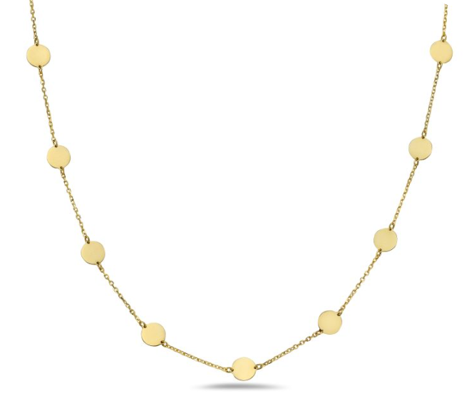 14k Yellow Gold Disc Station Necklace (I7771)