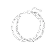 Load image into Gallery viewer, Sif Jakobs Rhodium or 18k Yellow Gold Plated Dorno Due Paperclip &amp; Figaro Bracelet
