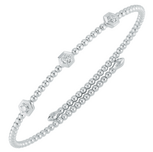 Load image into Gallery viewer, 14k Yellow or White Gold Hexagon Diamond Pod Beaded Flex Cuff Bracelet
