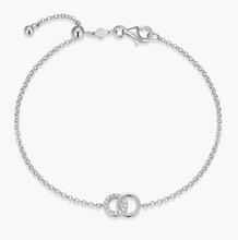 Load image into Gallery viewer, Monte Luna Sterling Silver Rhodium or Gold Plated Lab-Created Diamond Twin Circle Bolo Bracelet
