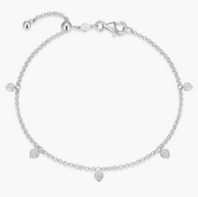 Load image into Gallery viewer, Monte Luna Sterling Silver Rhodium or Gold Plated Lab-Created Diamond Dangle Heart Bolo Bracelet
