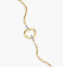 Load image into Gallery viewer, Monte Luna Gold or Rhodium Plated Sterling Silver Lab-Created Diamond Knife-Edge Circle Bolo Bracelet
