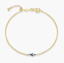Load image into Gallery viewer, Monte Luna Sterling Silver Rhodium or Gold Plated Scattered Ombre Lab-Created Sapphire &amp; Diamond Bolo Bracelet (SI8234)
