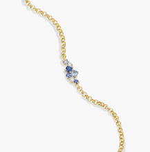 Load image into Gallery viewer, Monte Luna Sterling Silver Rhodium or Gold Plated Scattered Ombre Lab-Created Sapphire &amp; Diamond Bolo Bracelet (SI8234)
