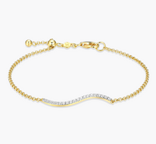 Load image into Gallery viewer, Monte Luna Sterling Silver Rhodium or Gold Plated Lab-Created Diamond Wave Bolo Bracelet
