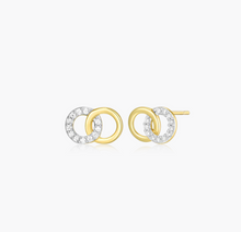Load image into Gallery viewer, Monte Luna Sterling Silver Rhodium or Gold Plated Lab-Created Diamond Interlocking Circle Stud Earrings
