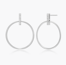 Load image into Gallery viewer, Monte Luna Sterling Silver Rhodium or Gold Plated Lab-Created Diamond Front Facing Hoop Earrings
