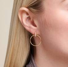 Load image into Gallery viewer, Monte Luna Sterling Silver Rhodium or Gold Plated Lab-Created Diamond Front Facing Hoop Earrings
