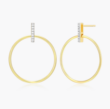 Load image into Gallery viewer, Monte Luna Sterling Silver Rhodium or Gold Plated Lab-Created Diamond Front Facing Hoop Earrings
