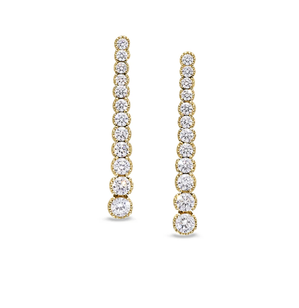 Kelly Waters Gold Vermeil or Sterling Silver Micropave Graduated Drop Earrings