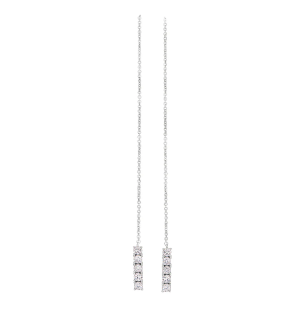 Kelly Waters Sterling Silver Simulated Diamond Drop Threader Earrings (SI8039)