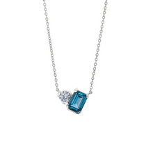 Load image into Gallery viewer, Kelly Waters Sterling Silver Emerald Cut Simulated Gemstone &amp; Simulated Diamond Necklace
