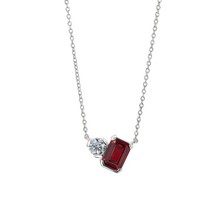 Load image into Gallery viewer, Kelly Waters Sterling Silver Emerald Cut Simulated Gemstone &amp; Simulated Diamond Necklace
