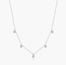 Load image into Gallery viewer, Monte Luna Sterling Silver Rhodium or Gold Plated Lab-Created Diamond Dangle Heart Necklace
