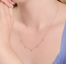 Load image into Gallery viewer, Monte Luna Sterling Silver Rhodium or Gold Plated Lab-Created Diamond Dangle Heart Necklace
