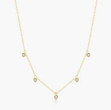 Load image into Gallery viewer, Monte Luna Sterling Silver Rhodium or Gold Plated Lab-Created Diamond Dangle Heart Necklace
