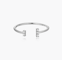 Load image into Gallery viewer, Monte Luna Sterling Silver Rhodium or Gold Plated Lab-Created Pave Diamond Open Parallel Ring
