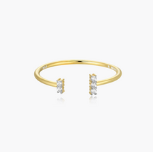 Load image into Gallery viewer, Monte Luna Sterling Silver Rhodium or Gold Plated Lab-Created Pave Diamond Open Parallel Ring
