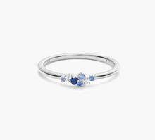 Load image into Gallery viewer, Monte Luna Rhodium Plated Sterling Silver Scattered Ombre Lab-Created Sapphire &amp; Diamond Ring
