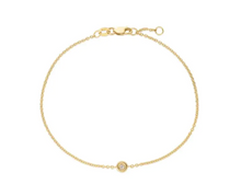 Load image into Gallery viewer, 14k Gold Petite Bezel Set Diamond Chain Bracelet
