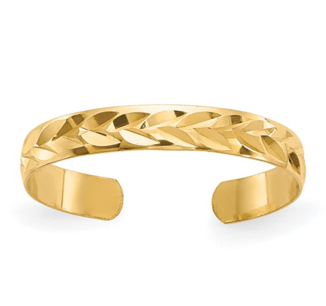 14k Yellow Gold Diamond Cut Adjustable Toe Ring (I9255)