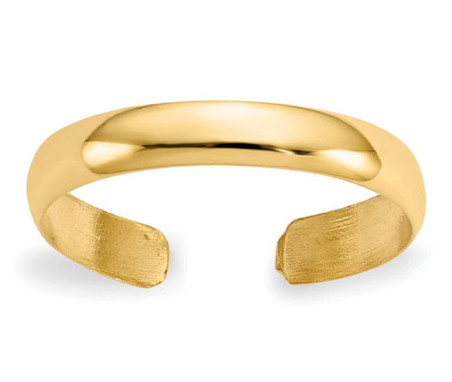 14k Yellow Gold Rounded Band Adjustable Toe Ring (I9268)