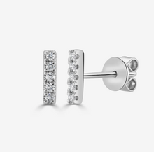 Load image into Gallery viewer, 14k Gold Pave Diamond Petite Bar Stud Earrings (I9945)
