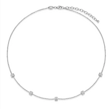 Load image into Gallery viewer, Rhodium or Gold Plated Sterling Silver CZ Rondelle Station Necklace
