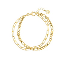 Load image into Gallery viewer, Sif Jakobs Rhodium or 18k Yellow Gold Plated Dorno Due Paperclip &amp; Figaro Bracelet
