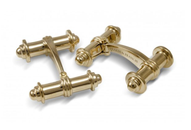 Men's 14k Yellow Gold Plated Dumbbell Cufflinks (SI3892)
