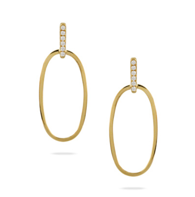 18k Yellow Gold 'Fibonacci' Front Facing Hoop Diamond Earrings (I9003)