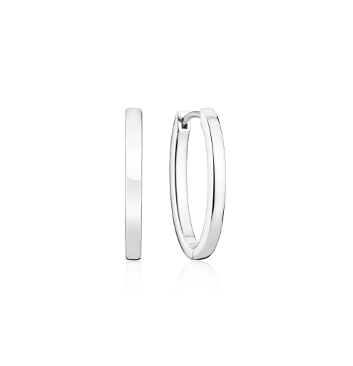 Sif Jakobs Rhodium Plated Sterling Silver Oblong Hoop Earrings