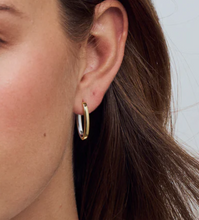 Load image into Gallery viewer, Sif Jakobs Two Tone Rhodium Plated Sterling Silver Oblong Hoop Earrings
